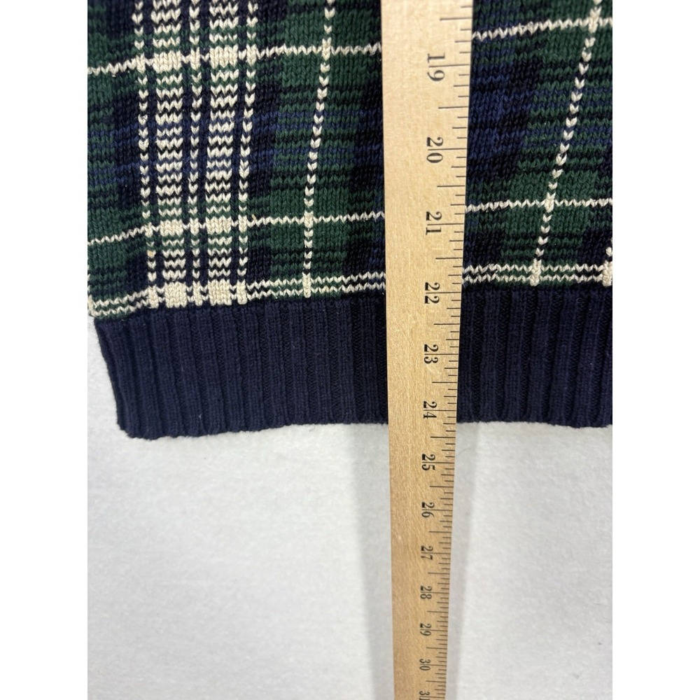VTG Polo Ralph Lauren Knit Sweater Vest Plaid‎ Pony Academia Green Navy Prep XL - Picture 9 of 9